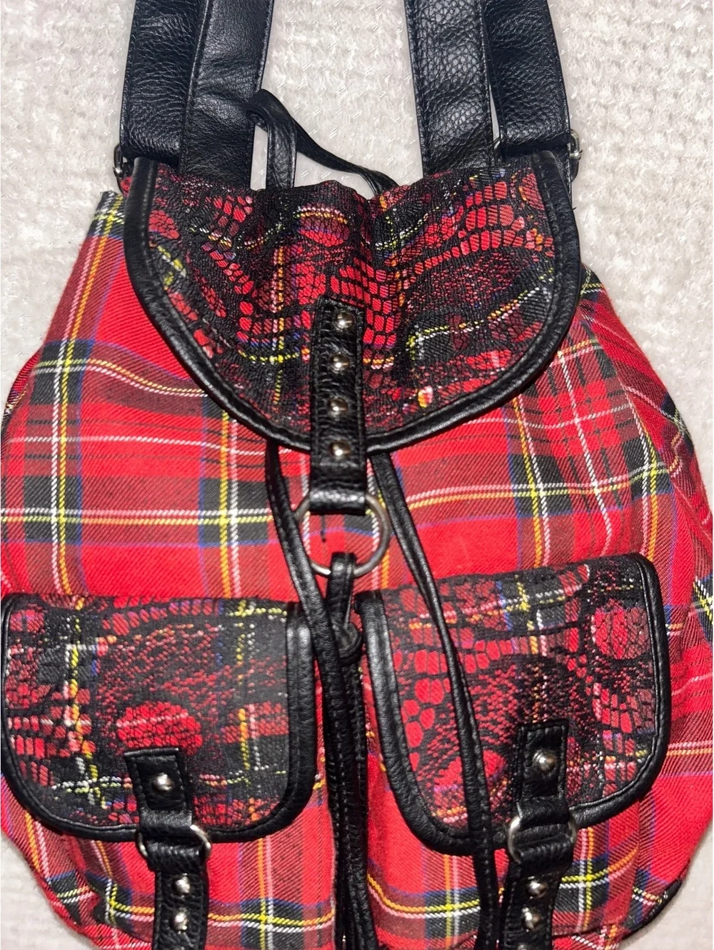 Red & Black Plaid Backpack